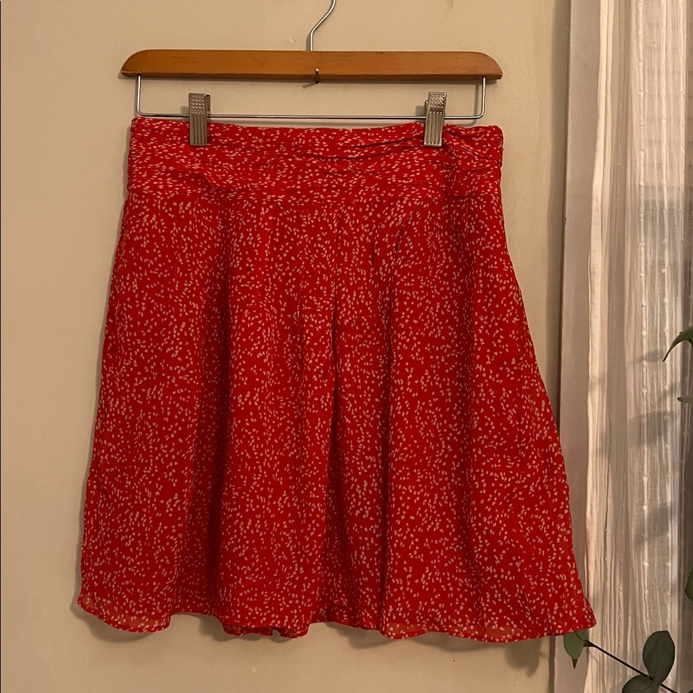 Club Monaco red-white polka dot silk mini skirt w/ pockets Sz S It Girl Energy